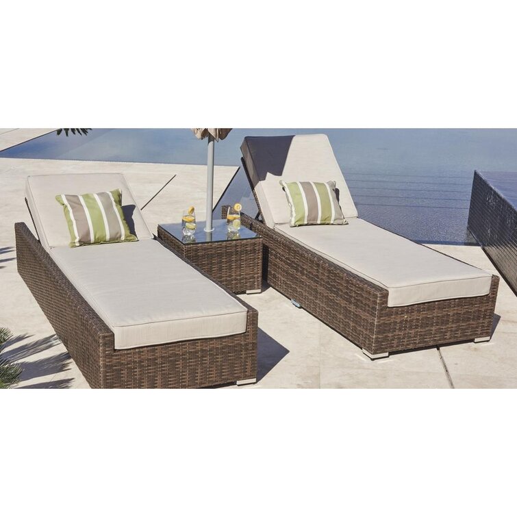 Rosecliff Heights Mattingly Outdoor Wicker Chaise Lounge Set with